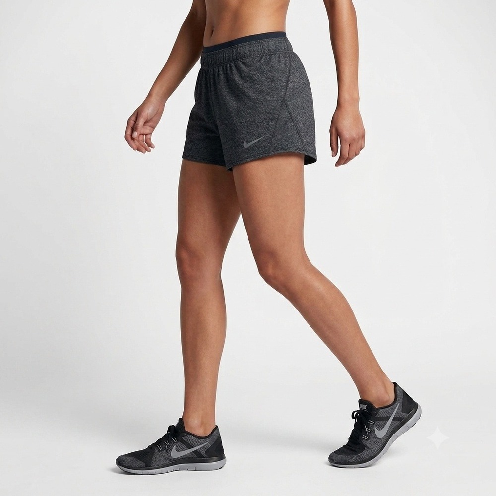 Nike Athletic Shorts Women Large Charcoal Gray Dri-FIT Heathered Training Gym